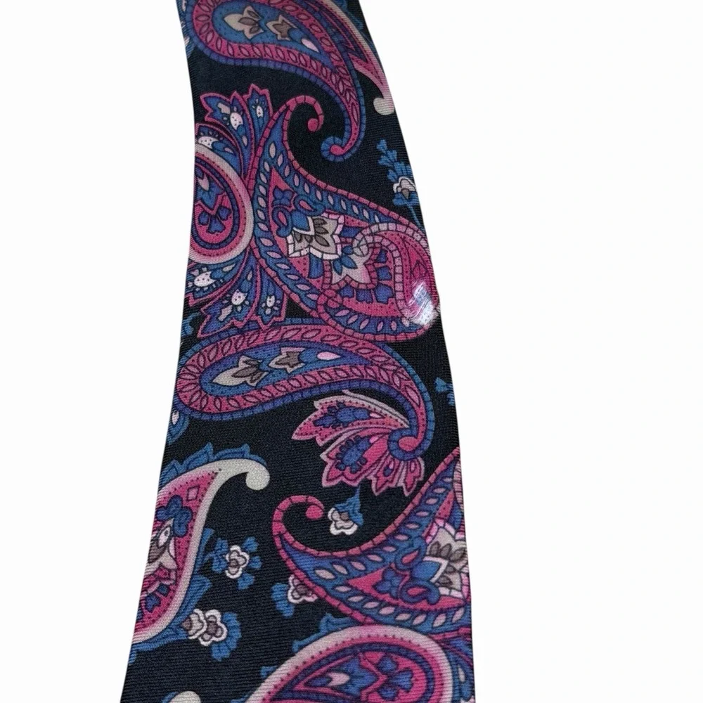 VTG Bert Pulitzer‎ Mens Multicolor Paisley Floral Silk Ancient Madder Neck Tie